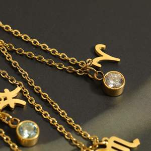 MECYLIFE-Colgante de acero inoxidable para mujer, collar con colgante de cristal del zodiaco de 12 Piedras, <span class=keywords><strong>2022</strong></span> Ins - Product Image 5