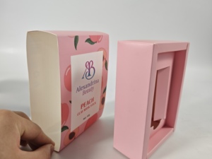 Boîte d'emballage en papier coulissante pour masque en <span class=keywords><strong>argile</strong></span> de pêche imprimé sur mesure, personnalisation disponible - Product Image 4