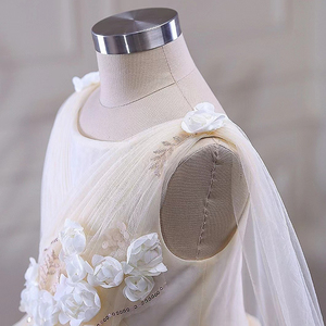 Nastro bianco con perline senza maniche una linea Champagne pizzo su Tulle Chiffon Tutu fiore ragazze bambini abiti da <span class=keywords><strong>sposa</strong></span> per bambine - Product Image 2