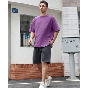 เสื้อยืดคอตตอนผู้ชายทรงโอเวอร์ไซส์ แขนสั้น สวมใส่สบาย ทรงหลวม สีพื้น เรียบง่าย เสื้อยืดพื้นฐาน ผ้าเจอร์ซีย์ ใส่ได้ทั้งชายและหญิง - Product Image 2