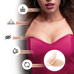 Coque translucide couleur brun silicone mamelon couverture Push up <span class=keywords><strong>sein</strong></span> Lifter pétales Push up adhésif mamelon couverture - Product Image 6