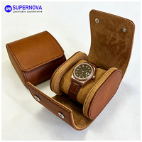 Pelindung Jam Tangan Kulit Sintetis untuk Perjalanan, Dapat Dilaser, Custom, Portabel, 1 Slot, Kulit PU, Hadiah Hari Ayah