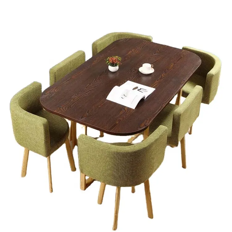 Party Restaurant Dining Table Set 4 Chairs Metal Legs Meeting Room Living room Home Furniture Wooden Conference Table Chair Set