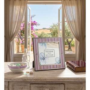 Beltrami Photo <b>Frame</b> 4x4 Silver Plated Enamel Tulip Design Wood Back - Product Image 2