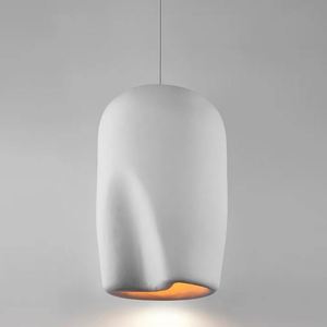 Hiện đại Nhật Bản hiện đại LED treo đèn nhựa trắng mặt dây chuyền Đèn chùm với wabi Sabi khái niệm hình bầu dục nhỏ hình dạng - Product Image 5