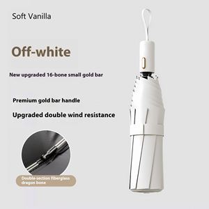 Sombrilla Moderna Totalmente Automática, Grande, con Revestimiento Negro Grueso, Portátil, con Mango Pequeño Dorado, para Protección Solar - Product Image 6