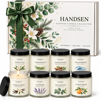 Ensemble de pots à bougies en verre, couvercles noirs et boîte de présentation botanique pour Noël, anniversaires et cadeaux de remerciement pour hôtesse