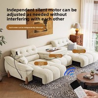 Canapé modulaire en chenille beige moderne avec plateau de charge USB, siège profond confortable, fauteuil inclinable pour salon, meubles de maison