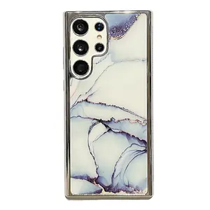 Geili moda Tpu suave a prueba de golpes mármol teléfono caso galvanizado lujo Premium cubierta para Samsung S23ultra