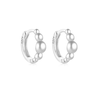 CANNER Simple S925 Sterling <b>Silver</b> Exquisite Geometric Polygonal Bean Ball Wide Polygonal square Zircon <b>huggies</b> Hoop <b>Earrings</b> - Product Image 1