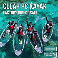 Kayak transparent en plastique PC, bateau en verre pour la photographie de plage et la décoration des centres de villégiature