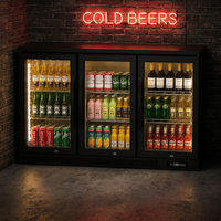 Réfrigérateur de présentation de boissons sous comptoir avec porte vitrée, éclairage LED 3 couleurs et refroidissement par ventilateur, pour boissons et Coca-Cola