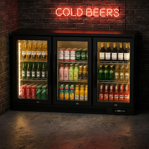 Enfriador de Bebidas Bajo Mostrador con Puerta de Vidrio, Luz LED de 3 Colores y Ventilador, Exhibidor de Bebidas con Puerta de Vidrio, Refrigerador para <span class=keywords><strong>Coca</strong></span>-Cola - Product Image 2