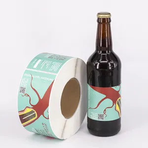 Etiquetas de botella de cerveza con impresión personalizada, etiqueta adhesiva impermeable para botella