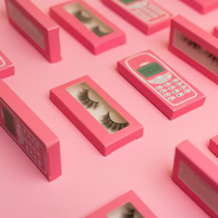 Boîte en carton rose personnalisée imprimée pour faux cils, vide, avec fenêtre transparente, pour cosmétiques et maquillage