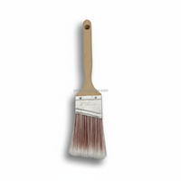 Pinceau à peinture à angle de 2,5 pouces, poils synthétiques rouge et blanc, qualité supérieure, fabrication directe, manche en bois