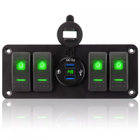 Nouveau panneau de commutateurs à bascule LED rétroéclairé 4 gangs pour automobile, disjoncteur pour feux antibrouillard, lumière verte, 12-24V DC, garantie 12 mois