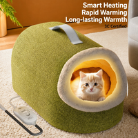 Maison chauffante pour chat, lit chaud pour animaux de compagnie en hiver, grotte confortable thermostatée avec coussin chauffant électrique pour chats
