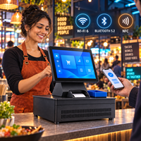 Caisse enregistreuse tactile POS 15 pouces à écran plat capacitif, processeur I3/I5/I7, Wi-Fi 6, Bluetooth 5.2, NFC, Windows 10, Android, garantie 1 an