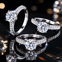 Bagues en Moissanite de Luxe pour Femme en Argent Sterling S925 avec Pierres Latérales Pavées – Tendance Mariage et Fiançailles