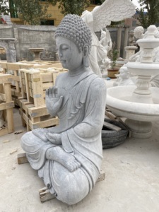 Estatua de Buda de piedra de mármol blanco de Bali, decoración del hogar, escultura Zen, Gautama Lord, meditación, aplicación al aire libre, diseño Natural, venta - Product Image 3