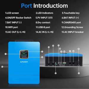off Grid Invert 10000 12000W 48VDC Input 120V Output Dual Hybrid 500V 12KW <b>Solar</b> Charge Controller Split Phase 99% Efficiency - Product Image 4