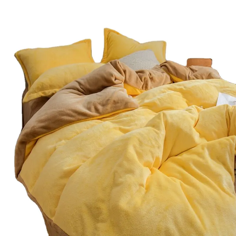 Simple & Modern Design Super Cozy coral fleece bedding sets 100% polyester soft and fluffy duvet cover set for winter