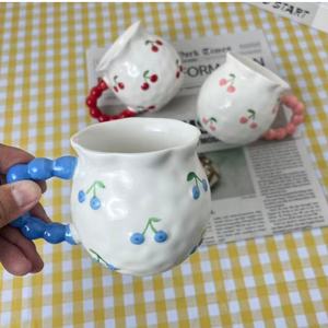 Mug à café en céramique 350 ml, personnalisé en usine, peint à la main, gaufré 3D, écologique, motif cerise, idéal pour un cadeau - Product Image 3