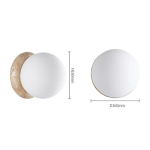 Lámpara de Pared Esférica de Travertino Amarillo para Exteriores, Iluminación Redonda Impermeable para Jardín y Villa - Product Image 5