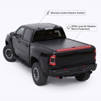 Couverture de benne de camionnette robuste et durable en noir mat, avec barre lumineuse LED, en alliage d'aluminium, imperméable