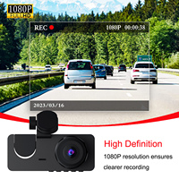 Caméra embarquée pour voiture avec écran IPS de 2 pouces, caméra avant/interne/arrière, contrôle par application WIFI, enregistreur vidéo 1080P, 3 caméras, DVR