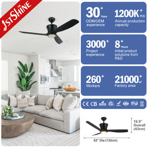 Ventilateur de plafond LED 1stshine OEM, pales en bois <span class=keywords><strong>rustique</strong></span> noir, mode veille, éclairage LED 3 couleurs, ventilateur de plafond élégant avec commande intelligente - Product Image 3