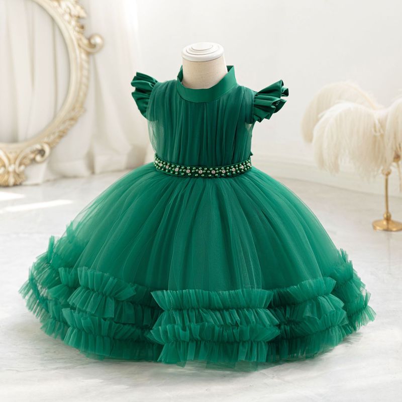 Girls Embroidered Puffy Princess Dress Sequins