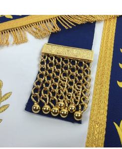 Tablier maçonnique en cuir brodé à la machine magnétique, insigne à coudre en or pour les francs-maçons. - Product Image 4