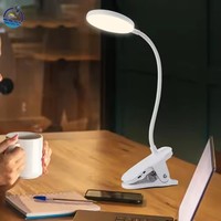 Lampe de table d'étudiant à col de cygne rechargeable par USB avec lumière de lecture Lampe de lecture de bureau à pince flexible pour chambre à coucher Produit de maison intelligente