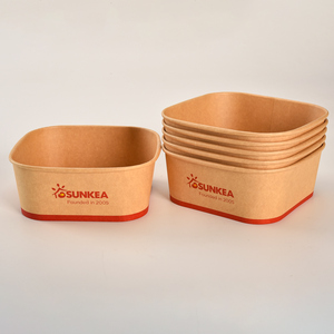 Ensaladera de papel <span class=keywords><strong>poco</strong></span> profundo cuadrada desechable para llevar de 1250ml con tapa, cuenco de papel cuadrado - Product Image 5