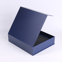 Boîte à rabat magnétique de luxe bleue personnalisée avec doublure en éponge pour emballage cadeau - Comprend une tasse à vide, un carnet, un stylo, une lamination mate