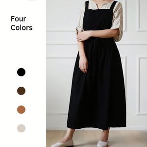 Cotton Cross Back Pinafore Japanese Korean Style Chef Kitchen Cooking <b>Apron</b> with Pockets for Artist Women - Product Image 4