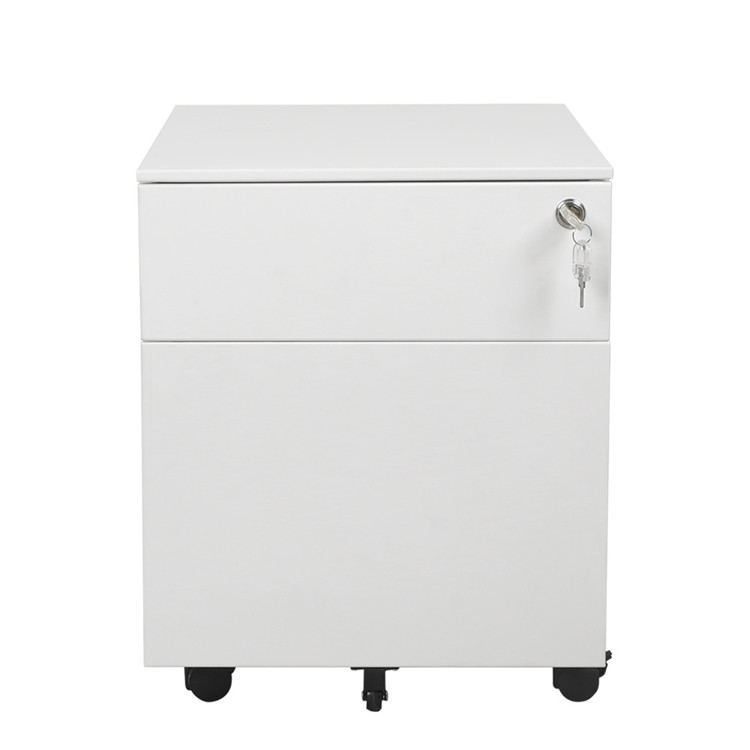 2 drawer white file cabinet office under desk mobile pedestal steel drawer storage cabinet