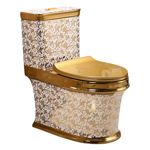 Luxury Bathroom Wc <b>Chinese</b> Gold and White Toilet Seat Western Gold Color Toilet <b>Bowl</b> - Product Image 1