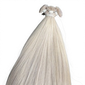 Extensions de cheveux Rusa à pointe plate en gros, blond cendré 613, 100 % cheveux vierges vietnamiens, 100 g, super double drawn, tissage à la kératine - Product Image 2