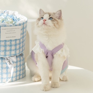 Nieuwe collectie lente schattig huisdier prinsessenjurk ruches grote strik pompons ademend lolita-stijl kostuum voor ragdoll katten (paars) - Product Image 5