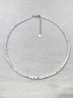Collier ras du cou en aquamarine, bijou délicat en pierres précieuses, perles micro-facettées, cristal, minimaliste, tendance, pour soirée, petite pierre précieuse