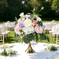 Boule de fleurs artificielles en soie, grandes roses, pivoines et hortensias blancs, directement de l'usine DKB, pour centres de table de cérémonie de mariage