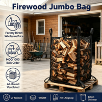 Sac en filet pour bois de chauffage, vente en gros, 2000 kg, ventilé, sac FIBC jumbo, robuste, traité anti-UV, réutilisable, pour approvisionnement en vrac, Saco Lena