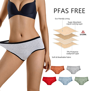 Shanhao OEM Low-Rise Plus Size Cotton Menstrual Panties for Women 4 Layers Leakproof Bamboo <strong>Culottes</strong> for Period Panties - Product Image 1