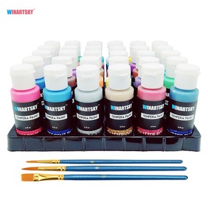 Pintura Lavable de Colores para Niños, 30 Colores (2 oz Cada Uno), Set de Pintura <span class=keywords><strong>Tempera</strong></span> con 3 Pinceles, Lienzo y Papel - Product Image 2