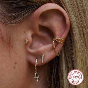 S925 <span class=keywords><strong>orecchini</strong></span> a bottone <span class=keywords><strong>trago</strong></span> in <span class=keywords><strong>argento</strong></span> Sterling Unisex <span class=keywords><strong>orecchini</strong></span> a forma di cartilagine con filo d'oro ipoallergenico per feste regalo - Product Image 1