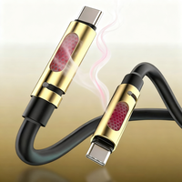 Kabel Data aromaterapi Pd 240W, pengisian cepat, kabel Data ganda tipe C bernapas
