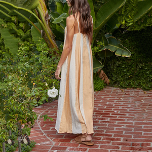 <span class=keywords><strong>Abito</strong></span> da donna <span class=keywords><strong>in</strong></span> <span class=keywords><strong>lino</strong></span> <span class=keywords><strong>beige</strong></span> e arancione con spalline sottili, vestibilità ampia, casual, da spiaggia - Product Image 2